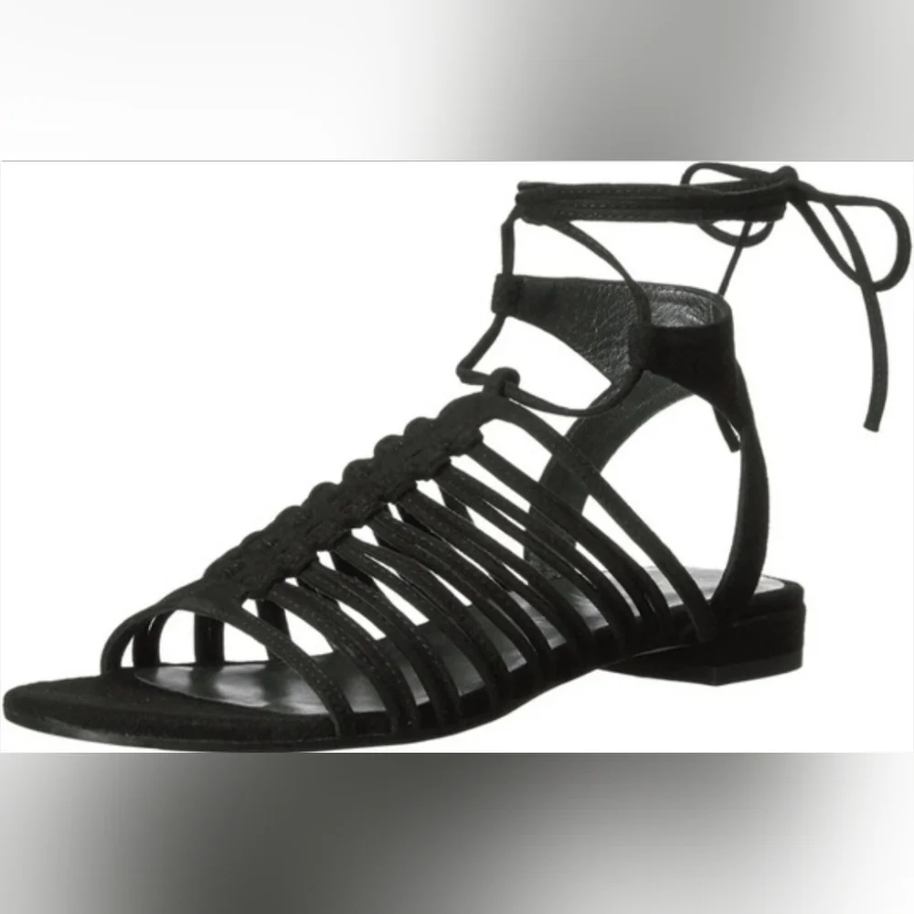Stuart Weitzman Black Gladiator Sandals Size 9 - Picture 1 of 6